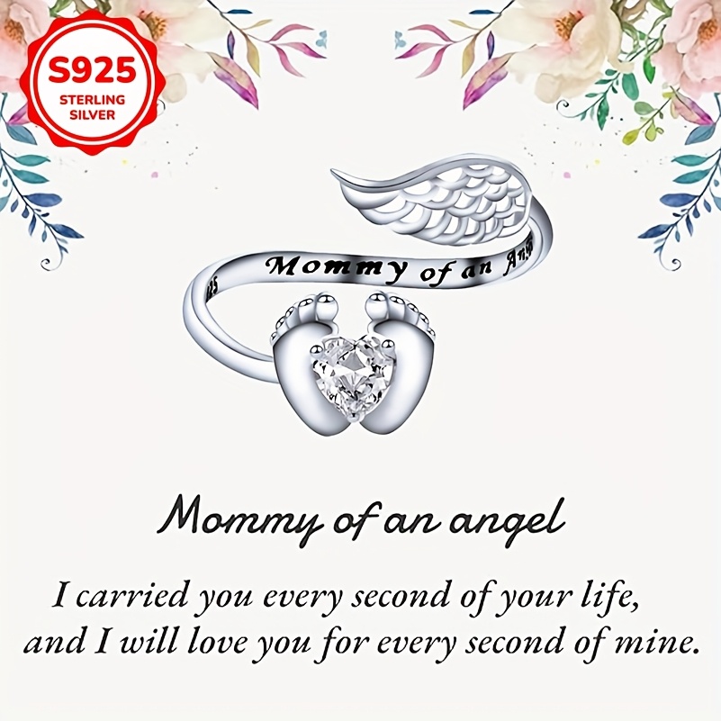 S925 Unique Rings Wing with Tiny Feet Heart Shape Synthetic